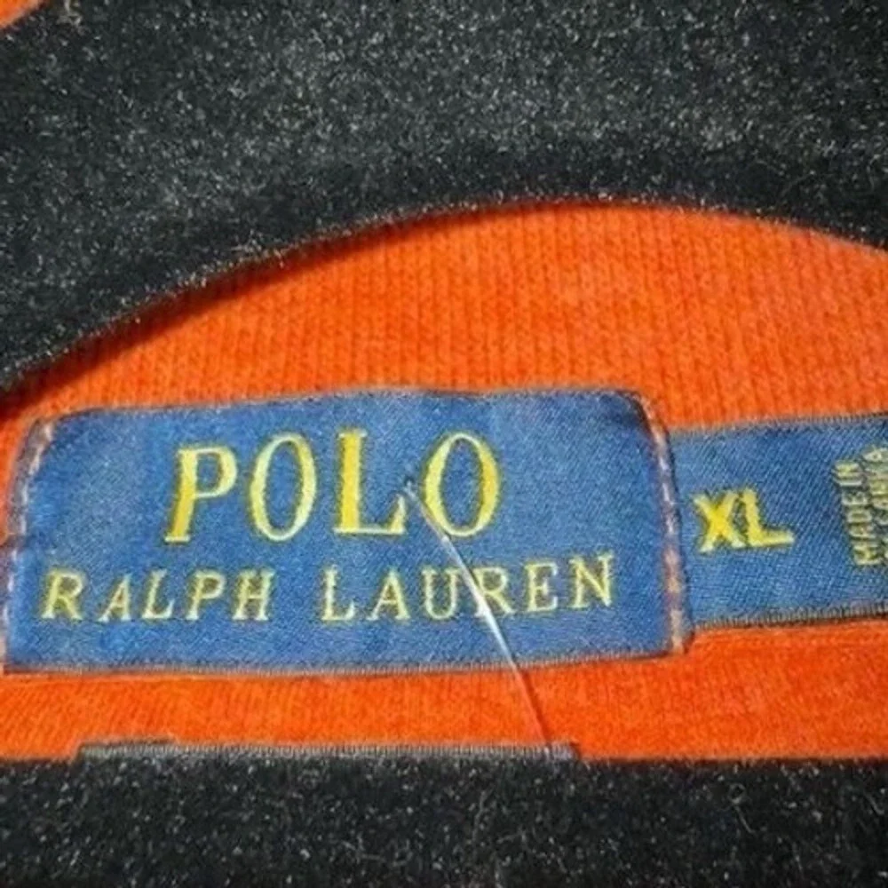 Polo Ralph Lauren Sweater Men XL Orange Long Sleeve Pullover 1/4 Zipper‎ Cotton